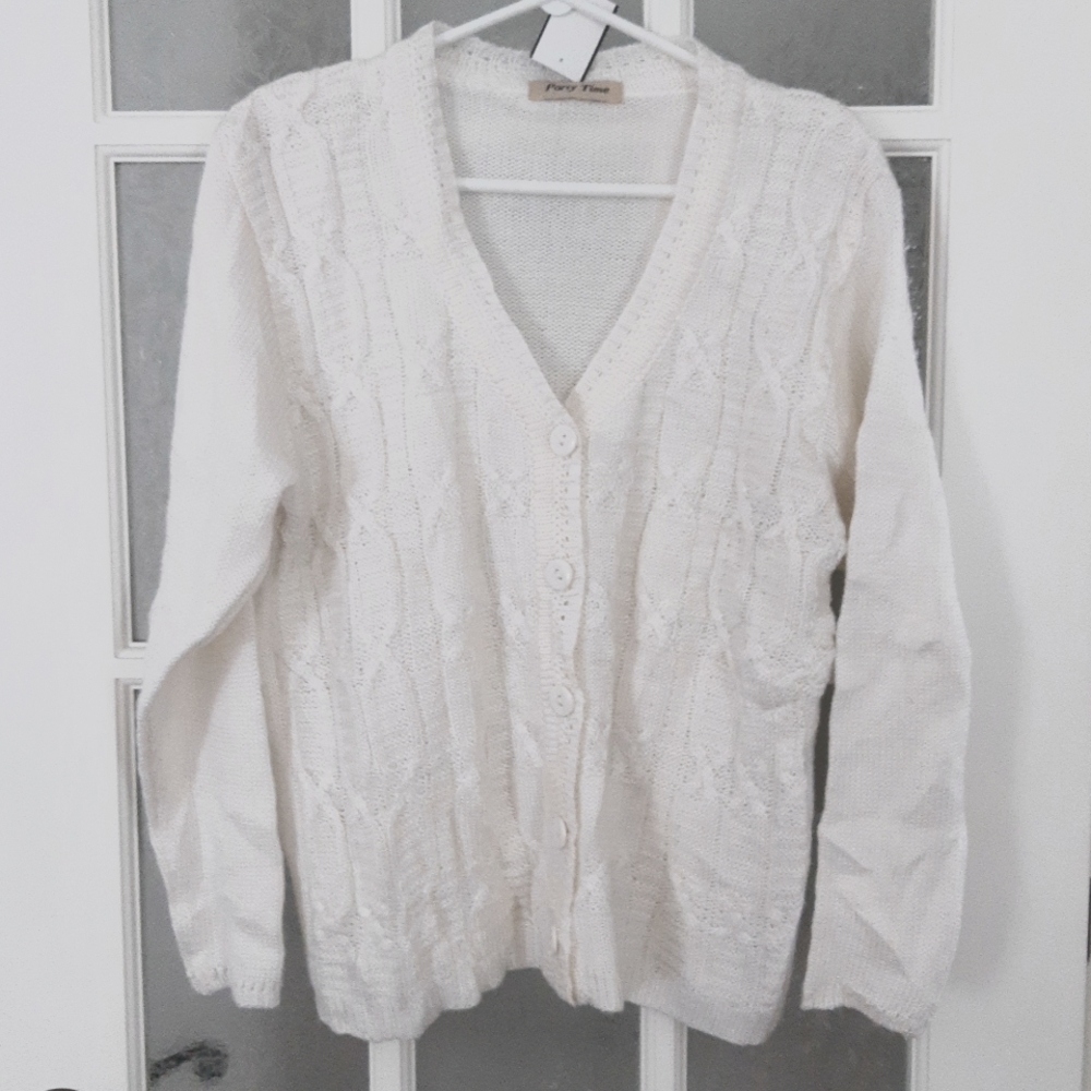 Vintage white knit cardigan